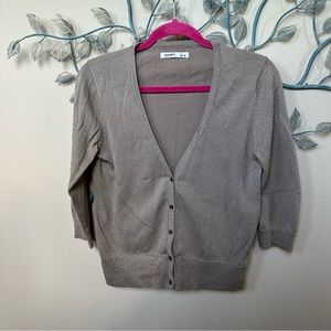 Old Navy tan gold shimmer button down cardigan Sz M